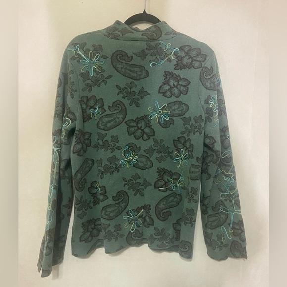 Sigrid Olsen EUC button down floral embroidered 100% cotton cardigan artsy boho - Picture 7 of 7